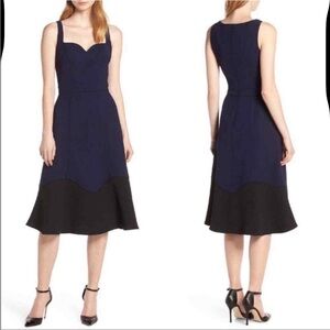 Harlyn Navy and Black Sleeveless Fit and Flare Midi Dress Size XS